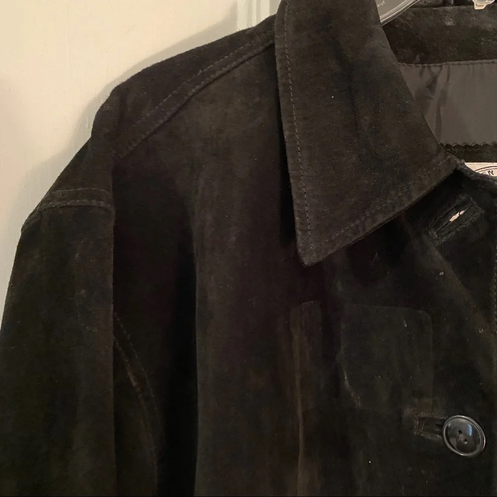 Suede Jacket Car Coat Black Womens Size Large - Picture 8 of 11